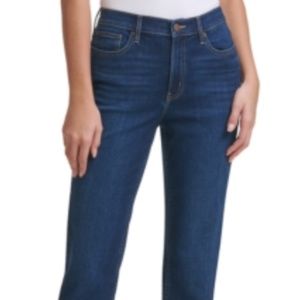 NWT Calvin Klein Jeans High-rise Raw Hem Ankle Jeans In Pacific